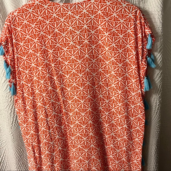 Beautiful and Vibrant V Neck Blouse with Tassles - Picture 8 of 9